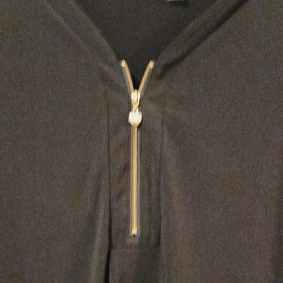 Susan Graver Black Blouse with Gold Zipper - Picture 3 of 7